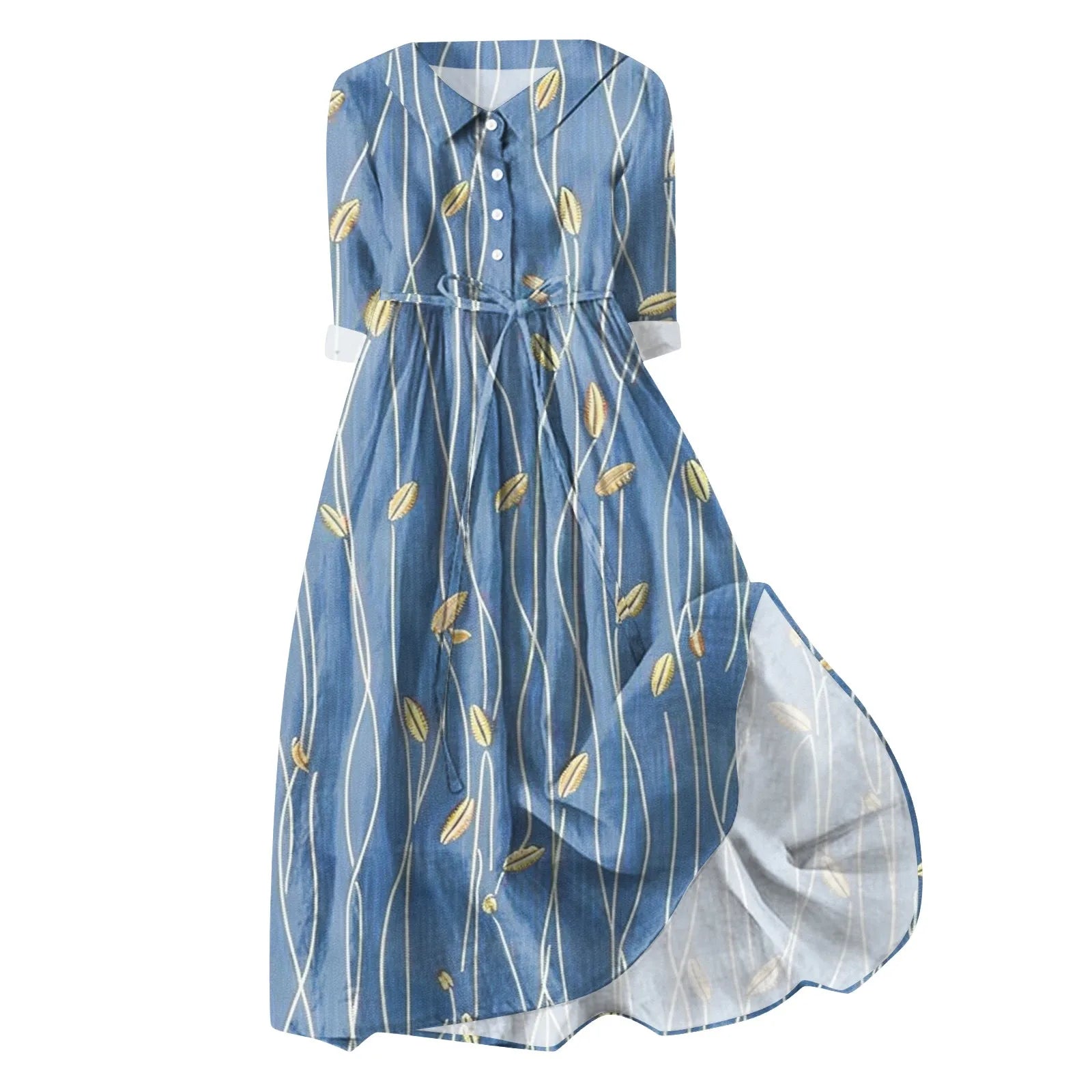 Loose Women Dress Women Bohemian Summer Dress Long Sleeve Plain Floral A Line Dresses Maxi Button Up Size 1 Cocktail Dresses