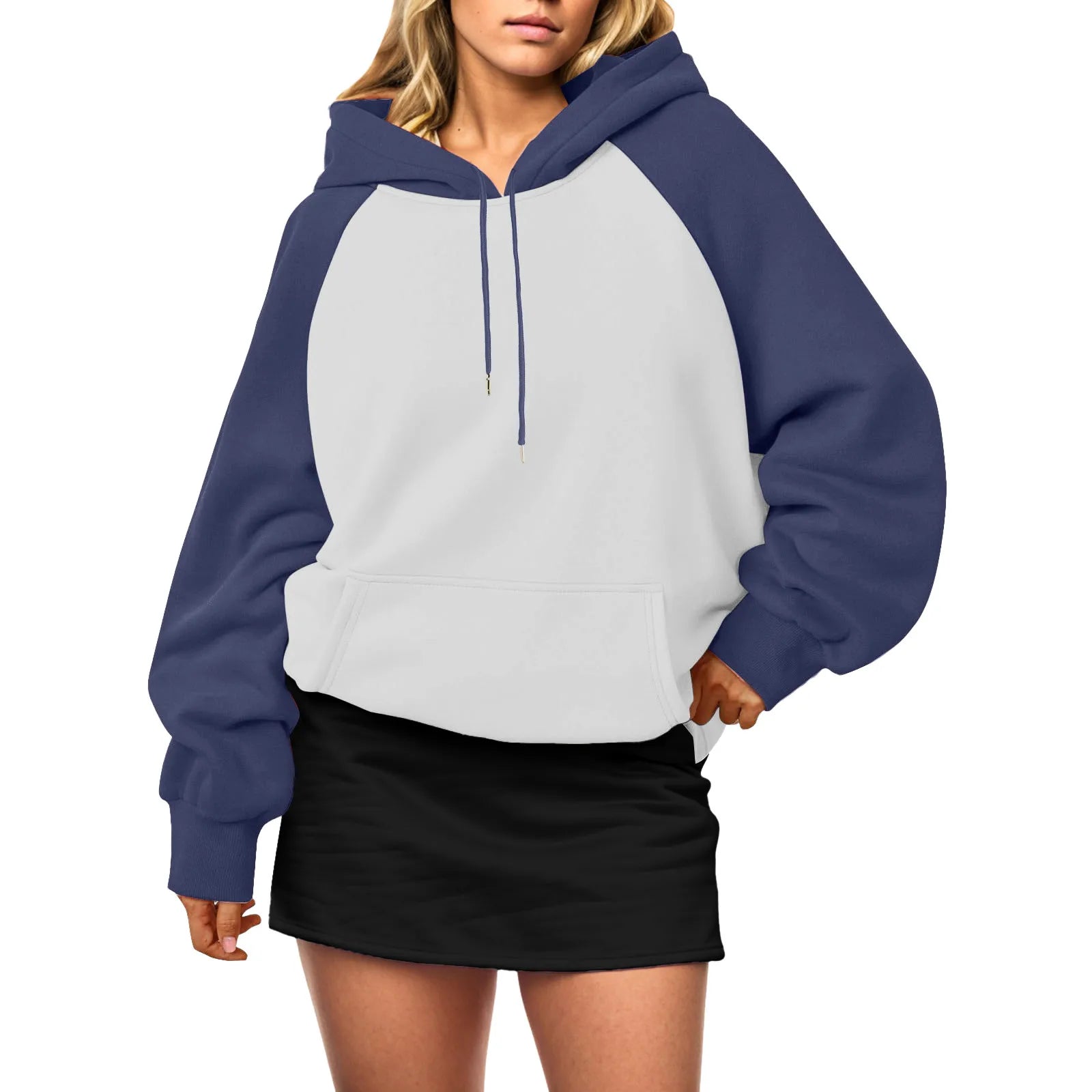 Casual Loose Tops Clothes Autumn And Winter Drawstring Hooded Fleece Soft Pullover Crewneck Loose Female Streetwear